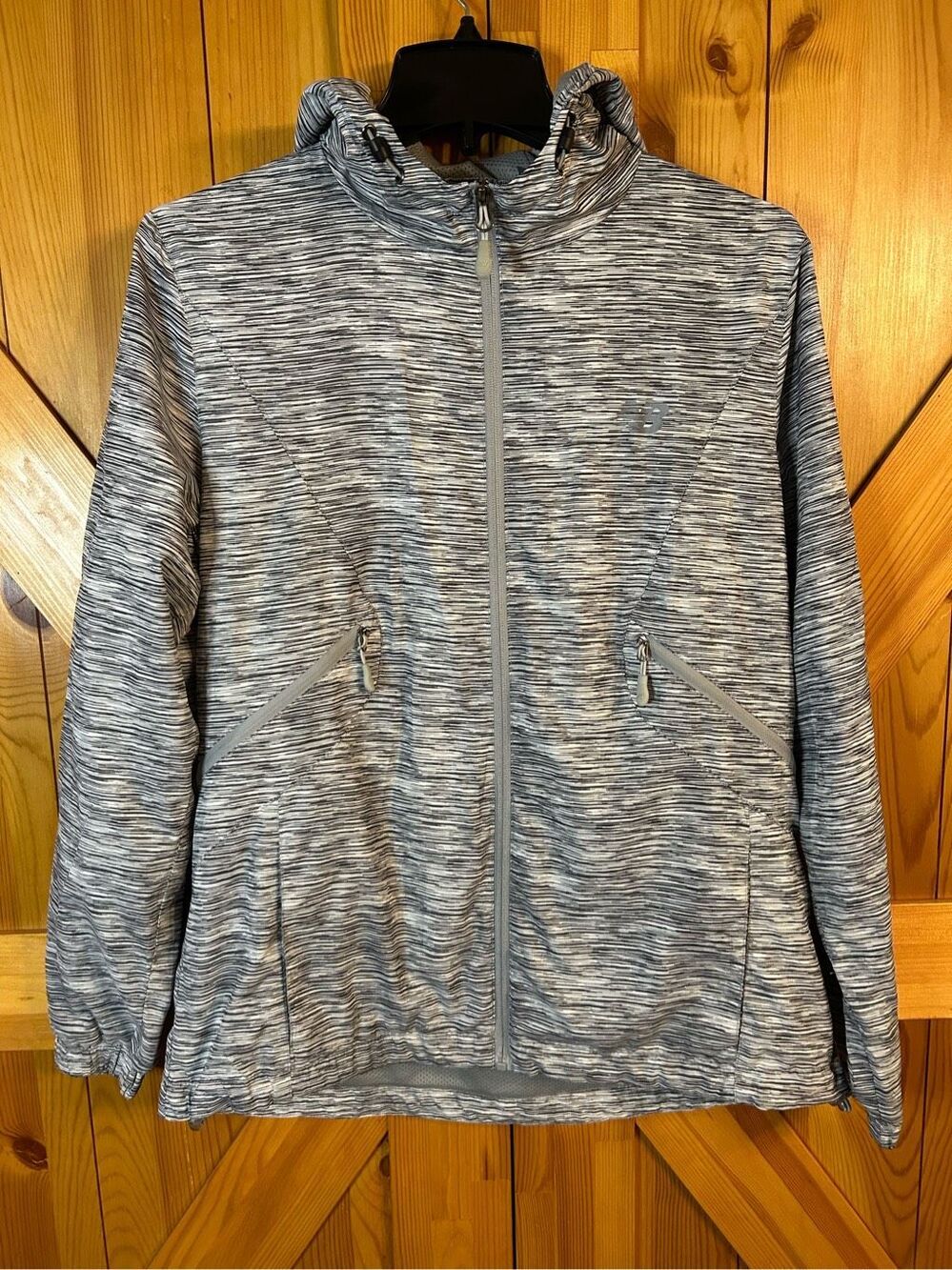 New Balance Jacket Womens Gray Heathered Zip Hooded Size Large (0328)